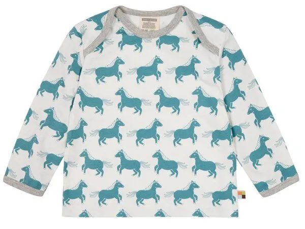loud + proud loud + proud Babys & Kinder Langarm Oberteil, GOTS-zertifiziert, Blau (ponys), – Produktbild 1 von 1