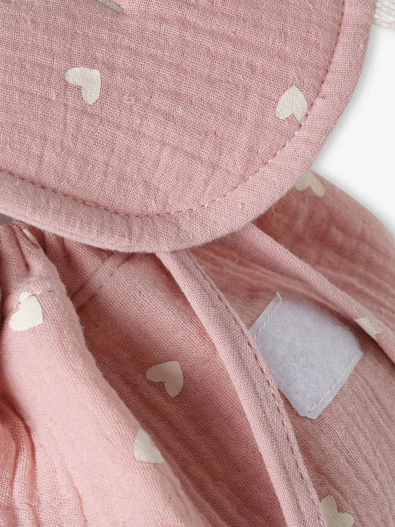 Vertbaudet Kinder Kita-Rucksack aus Musselin mit Ohren, Rosa herzen, – Produktbild 2 von 4