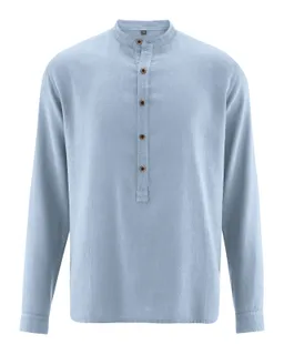HempAge Hempage Herren vegan Hemd Mit Stehkragen Rauchblau – Produktbild 1 von 1