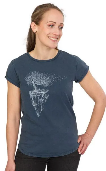 Life-Tree Life-Tree Shirt aus Biobaumwolle Fairwear für Damen "Maple Island", Blau, – Produktbild 4 von 5