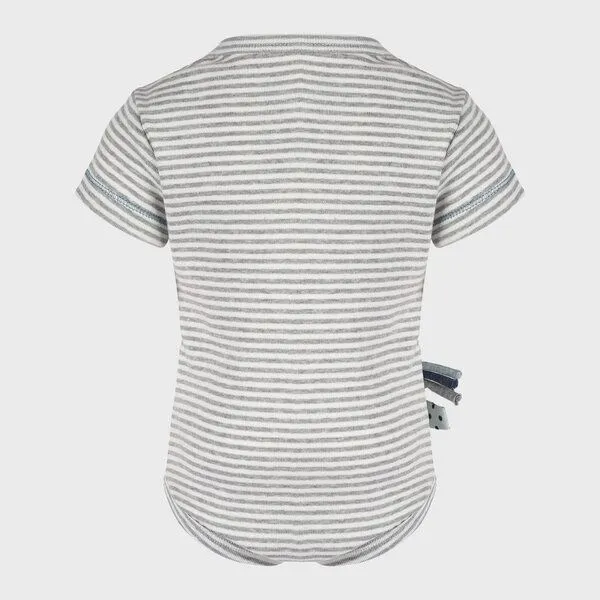OrganicEra Baby S/S Kurzarm Bodysuit Gestreift 'OrganicEra' aus Bio-Baumwolle, Grey melange (grau), – Produktbild 3 von 4