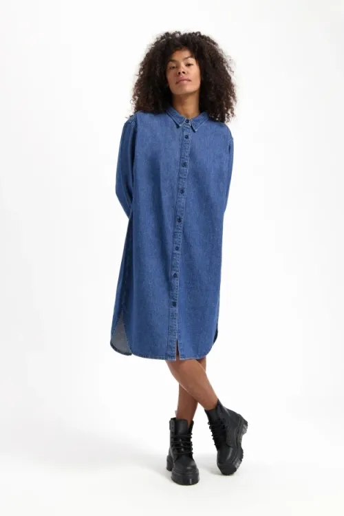 Kuyichi Kuyichi Damen vegan Denim Kleid Sabine Blau, Dunkelblau, – Produktbild 2 von 2
