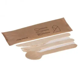 naturesse® naturesse® Naturesse – Holzbesteck-Set 4-teilig (250er-Pack, einzeln in Papierhülle verpackt) – Produktbild 1 von 1