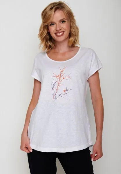 GreenBomb GREENBOMB Nature Bird Reed Cool - Sportliches T-Shirt aus Bio-Baumwolle / hochwertiger Print / GOTS / Fair & Vegan, Weiß (weiß), – Produktbild 4 von 4