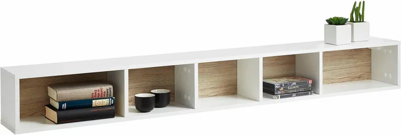 OTTO home Wandregal Toledo,Breite 169 cm stilvolle Deko-Wandregal, Wandregal mit 5 Fächern, viel Stauraum, Masse 169/20,5/19 (B/H/T), Weiß, – Produktbild 8 von 8