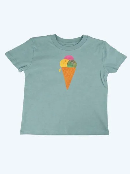 MelaDi Meladi Kinder Shirt aus Biobaumwolle - Eiscreme auf Türkis – Produktbild 5 von 6