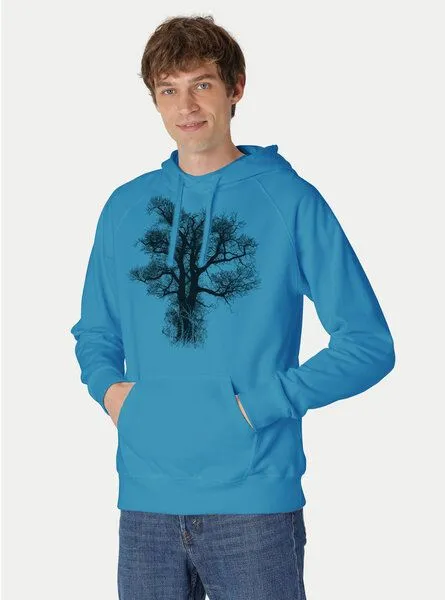 Peaces.bio - handbedruckte Biomode Peaces.bio - handbedruckte Biomode Bio-Herren-Kapuzensweater Chestnut, Flaschengrün, – Produktbild 2 von 3