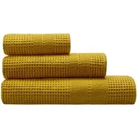 Cotonea Cotonea Waffelpikee Handtuch, 50 x 100 cm, Bio-Baumwolle, curry – Produktbild 1 von 1