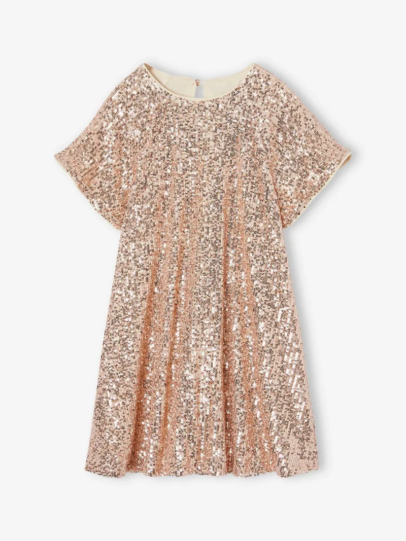 Vertbaudet Mädchen Festkleid mit Pailletten ene pailletten capsule, Goldene pailletten capsule, – Produktbild 3 von 3
