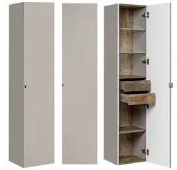 Lomadox Hochschrank PUEBLA-56-TAUPE Badmöbel in taupe mit Vintage Oak Eiche, 2 Türen, : 35/160/33 cm – Produktbild 1 von 1