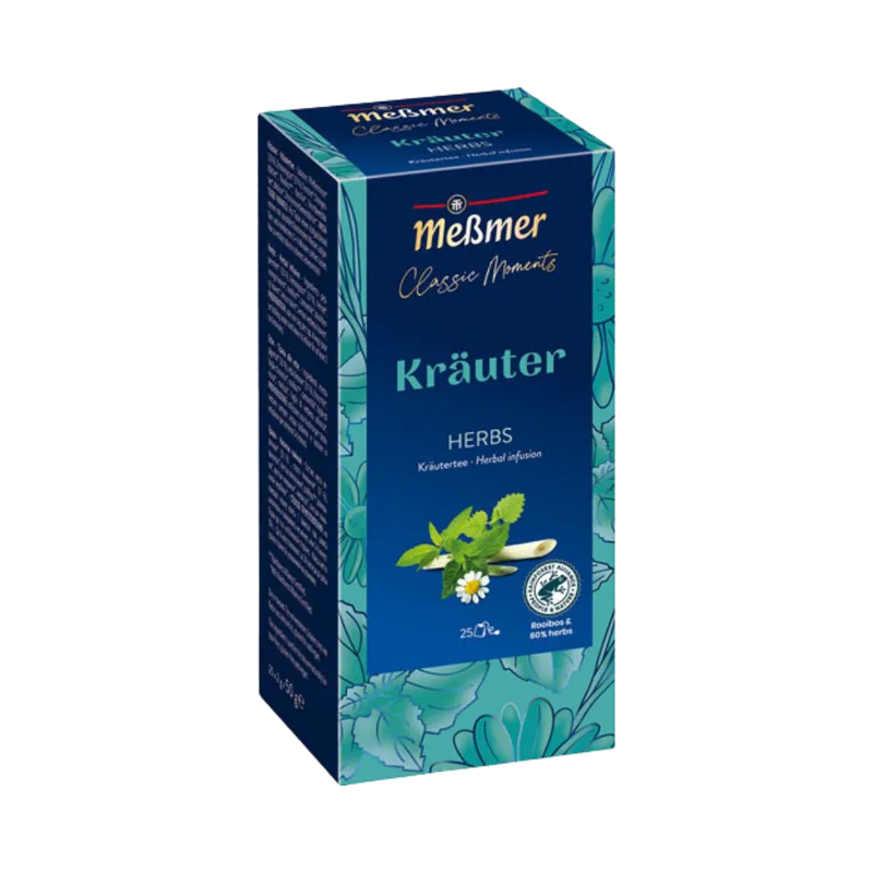 Meßmer Meßmer Classic Moments Kräuter, Kräutertee, Teebeutel im Kuvert, 2. Entnahmefach/displaytauglich, 50g – Produktbild 1 von 2