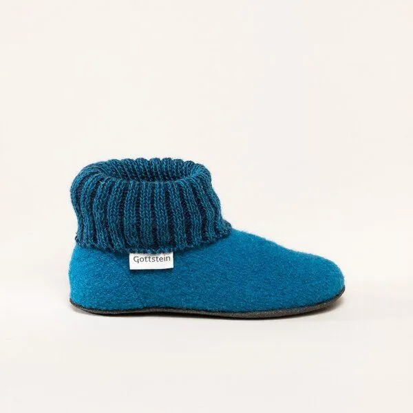 Gottstein Gottstein Kinder-Hüttenschuh Alpine Boot FE - Kinderhausschuh für Mädchen & Jungen aus 100% Schurwolle, Blau, – Produktbild 5 von 6