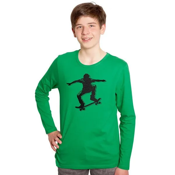 HANDGEDRUCKT HANDGEDRUCKT "Skater" Männer Longsleeve, Green, – Produktbild 1 von 3