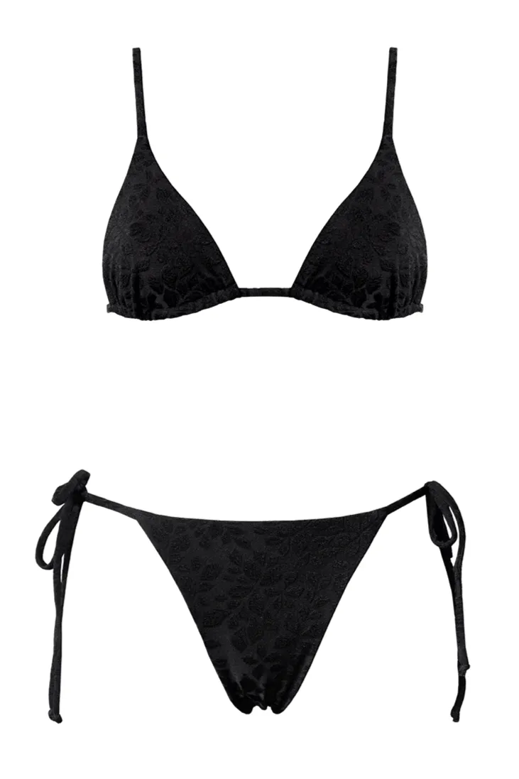 Anekdot Anekdot Damen vegan Bikini Set Olbia Triangle Floral Jacquard, Schwarz, – Produktbild 2 von 2