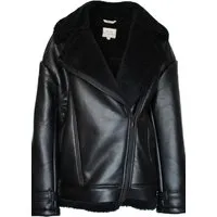 Will's Vegan Store Will's Vegan Store Herren vegan Herren Oversized Recycled Vegan Shearling Aviator Jacket Schwarz, Schwarz, – Produktbild 3 von 3