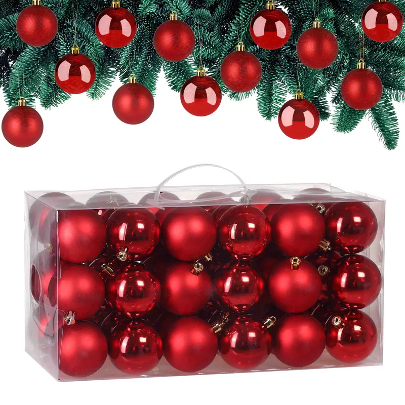 Casaria® Weihnachtskugeln Rot 54-tlg in matt & glänzend, Rot, – Produktbild 1 von 2