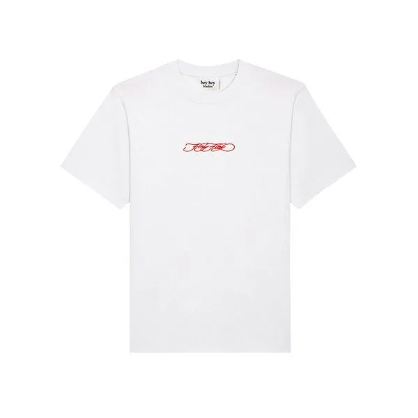 hey hey studios hey hey studios Damen T-Shirt „Script“ bestickt aus Bio-Baumwolle, Weiß, – Produktbild 2 von 3