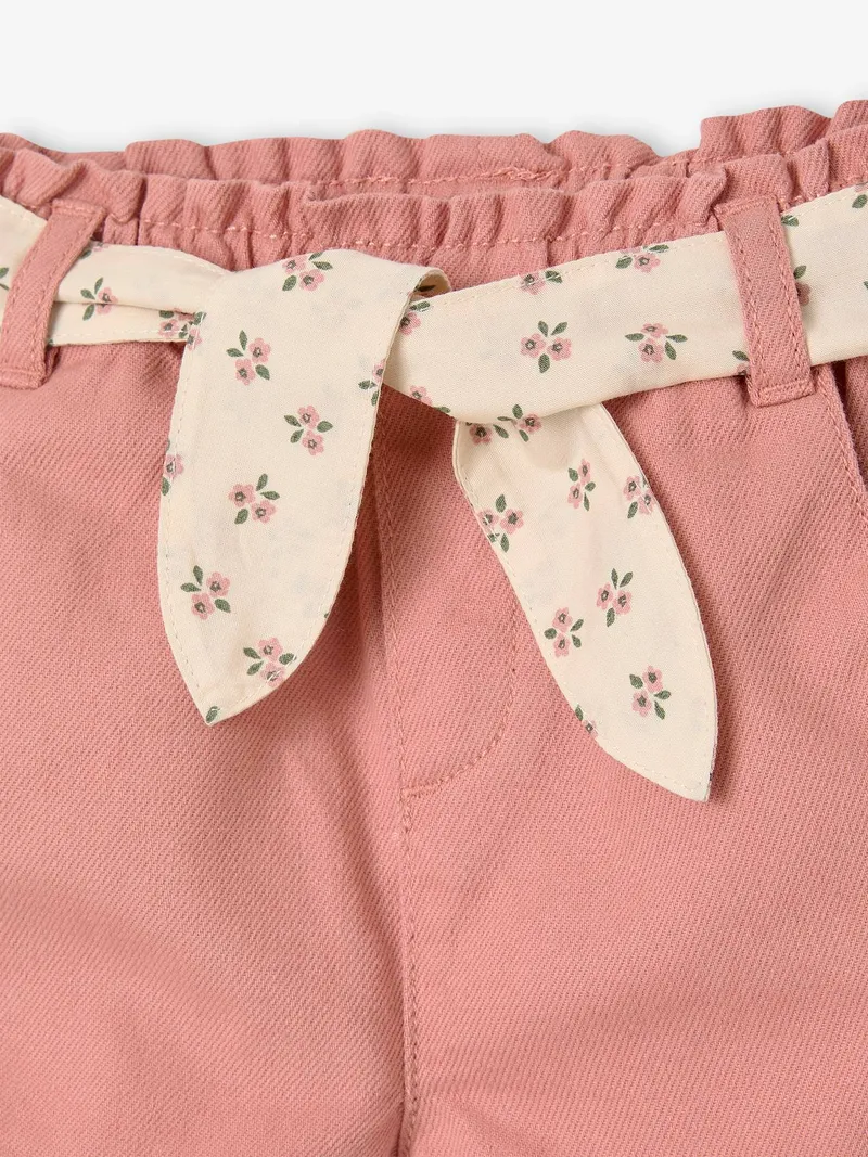 Vertbaudet Baby Paperbag-Shorts mit Gürtel, Rosa, – Produktbild 3 von 3