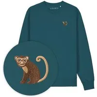 LIGARTI Bestickter Pullover – Albert der Affe – LIGARTI Tiermanufaktur, Petrol, – Produktbild 1 von 1