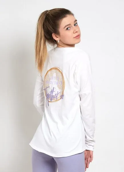 SPARKLES OF LIGHT SPARKLES OF LIGHT Yoga Shirt | LET'S MEDITATE TOGETHER, Weiss, – Produktbild 1 von 3
