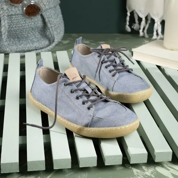 nahtur-design nahtur-design Barfußschuhe aus Bioleinen mit Kautschuksohle unisex, Hellblau, – Produktbild 5 von 8