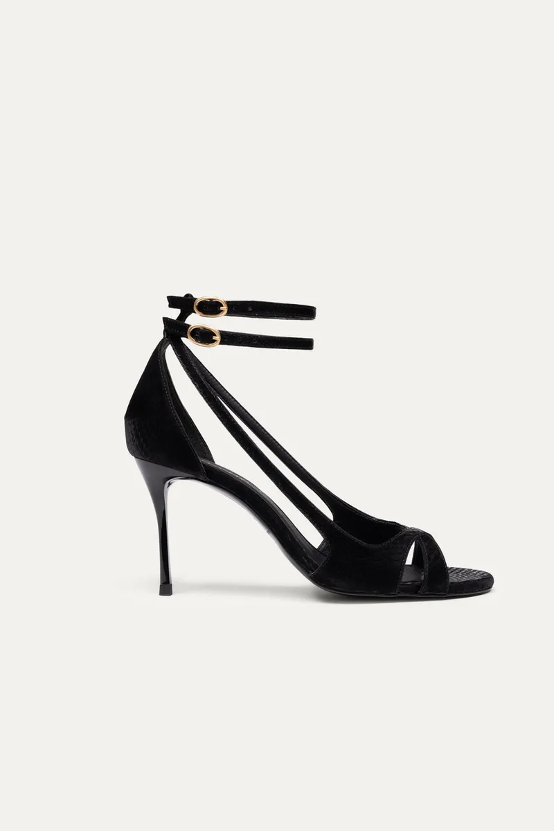 BIKKOU BIKKOU Damen vegan Sandalen Drinks Mit Freunden Schwarz Python, Schwarz, – Produktbild 2 von 2