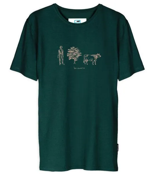 Gary Mash GARY MASH T-Shirt be aware aus Bio-Baumwolle, Grün, – Produktbild 1 von 4