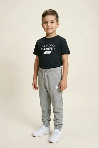 THE FACE OF ELEMENTS The Face of Elements Essential Relaxed Fit Kids Sweatpant aus 100% Bio-Baumwolle, Heather grey (grau), – Produktbild 2 von 3