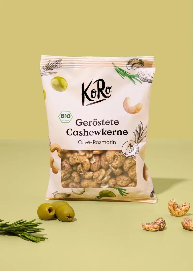 KoRo Geröstete Bio Cashewkerne mit Olive und Rosmarin | 150 g – Produktbild 1 von 2