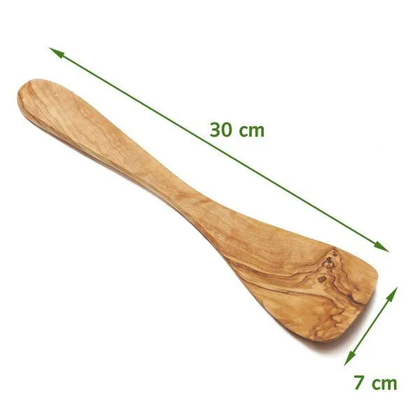 NATUREHOME NATUREHOME Pfannenwender Olivenholz, ca. 30 cm – Handgefertigter Holzspatel aus Massivholz, kratzfest, für beschichtete Pfannen, nachhaltiges Küchenutensil, Geschenkidee – Produktbild 2 von 2