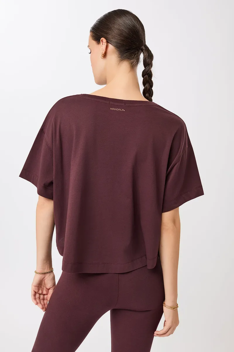 mandala MANDALA Damen vegan T-Shirt Boxy Ruby, Dunkelrot, – Produktbild 2 von 2