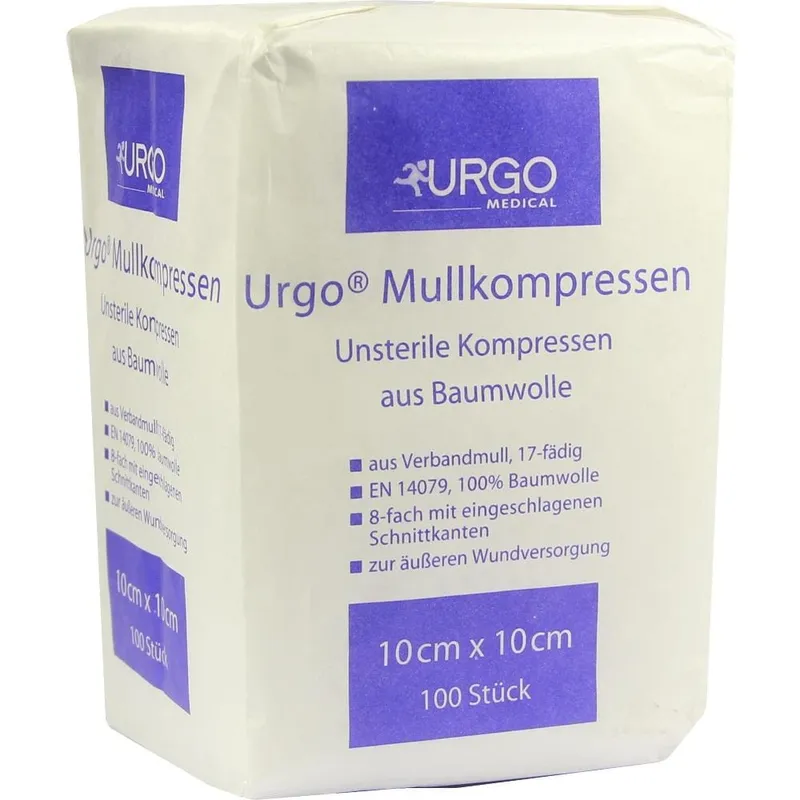 Urgo URGO MULLKOMPRESSEN 10x10 cm unsteril 100 St Kompressen – Produktbild 1 von 1
