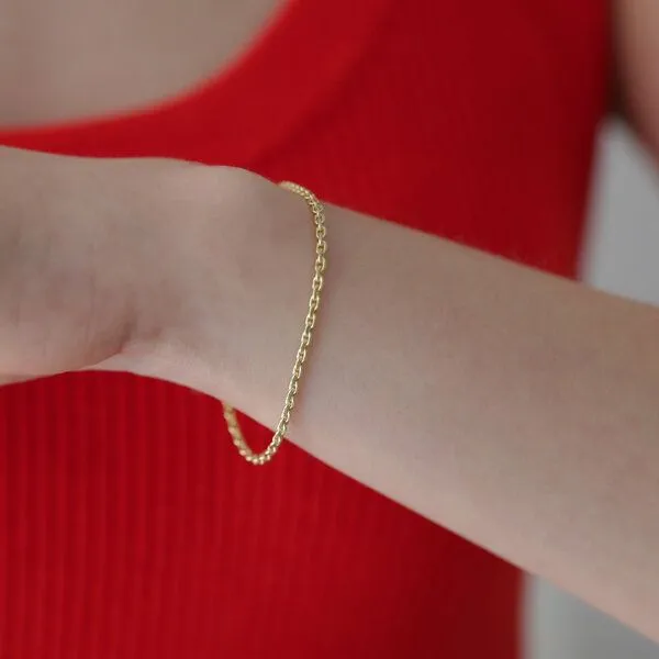 BELLYBIRD Jewellery BELLYBIRD Jewellery Armband - Anker diamantiert, 333 Gold, 18,5cm lang, Gold, – Produktbild 2 von 4
