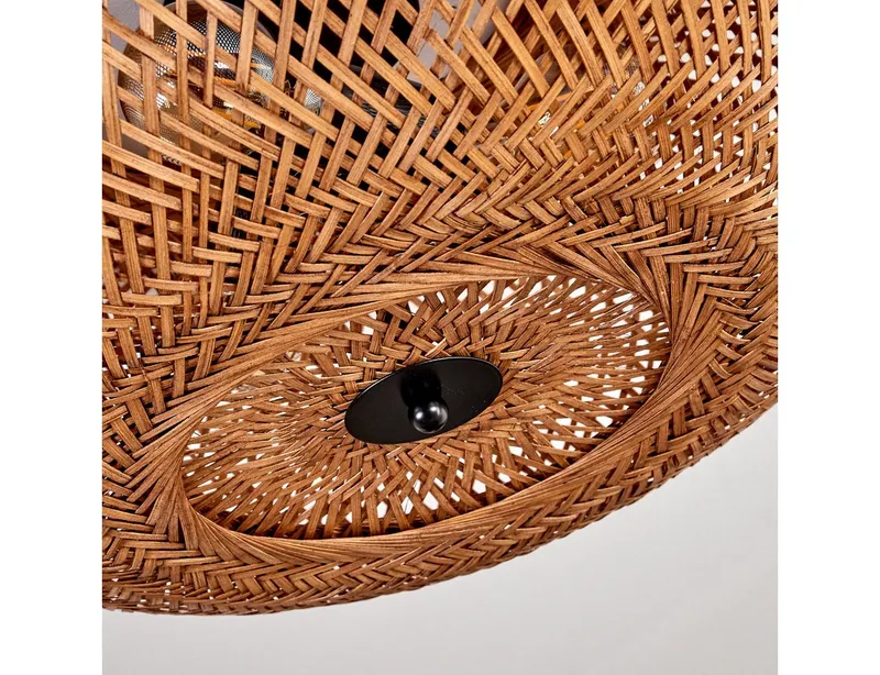 hofstein Deckenleuchte moderne Deckenlampe aus Metall/Bambus/Holz in Schwarz/Natur, ohne Leuchtmittel, Boho-Design Deckenleuchte,Lichteffekt, Ø50cm, 3xE27, ohne Leuchtmittel, Beige|schwarz, – Produktbild 3 von 5