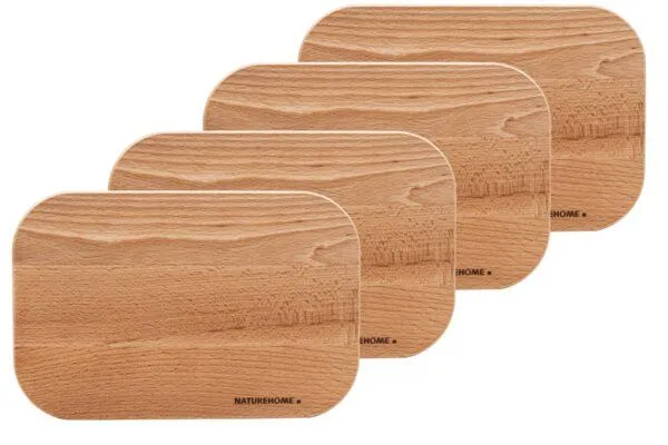 NATUREHOME NATUREHOME Schneidebrett Set, 4er Frühstücksbrettchen aus Buchenholz – 23 x 15 cm, handgefertigt, nachhaltig & robust, Holzbrett Küche – Produktbild 2 von 4