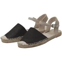 Japanwelt Espadrilles Japanwelt Espadrilles Damen Espadrilles Riemchen Canvas offen Slipper Sommersandalen, Schwarz beige, – Produktbild 1 von 1