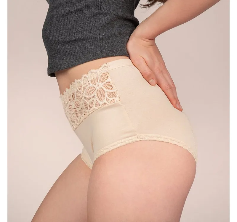 Taynie Taynie Inkontinenzslip Deluxe ultra Inkontinenzunterwäsche / Inkontinenzslip aus Bio Baumwolle, Beige|gelb, – Produktbild 4 von 5