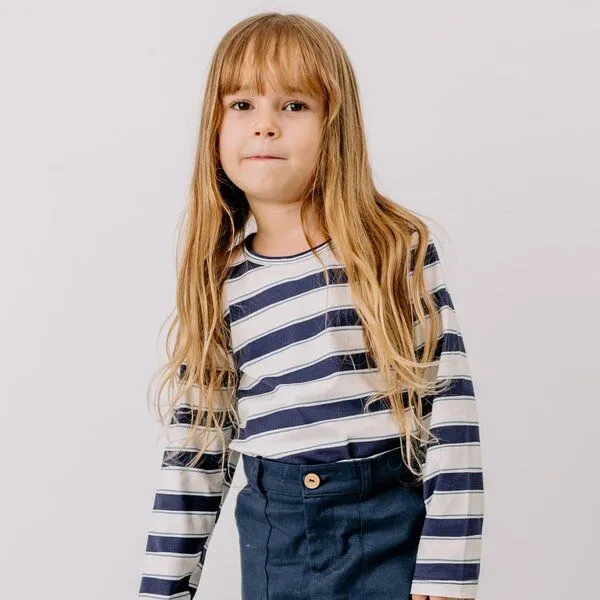 Walkiddy Walkiddy Kinder Langarmshirt GOTS-zertifiziert aus Bio-Baumwolle blau-weiß gestreift, Dunkel blau, – Produktbild 1 von 3