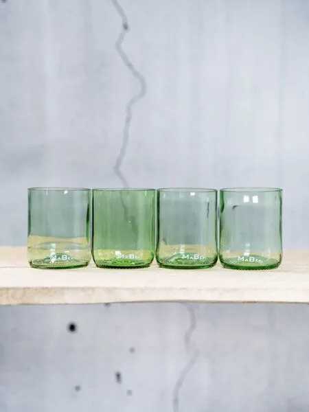 MaBe MaBe Trink Glas 250ml Upcycling aus der Weinflasche, Hellgrün, – Produktbild 3 von 4