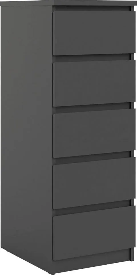 Home affaire Highboard Naia, Hochkommode, 5 Schubladen, Aufbewahrung, grifflose Front, Modern, skandinavisches Design, Schmal, in mehrere Farben, Schwarz, – Produktbild 2 von 5