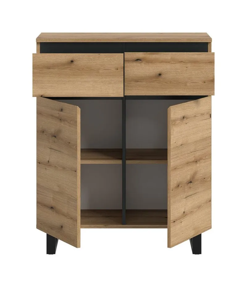 Newroom Sideboard Wildeiche 80 cm, Kommode Wildeiche Elegant Sideboard Highboard Schlafzimmer Anrichte..., Braun, – Produktbild 5 von 5