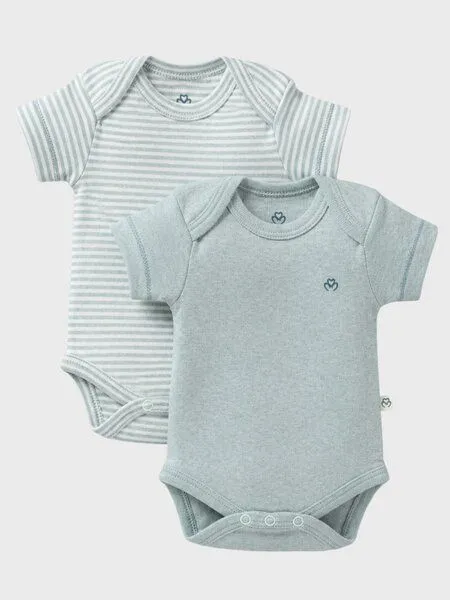 OrganicEra OrganicEra Bio-Kurzarm Babybodys für Neugeborene, 2-teiliges Set, Rose melange (rose), – Produktbild 4 von 4