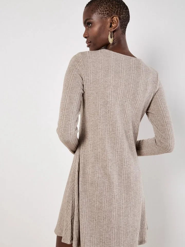 Apricot Apricot Strickkleid Minikleid mit Waffelmuster, Grau, – Produktbild 3 von 4
