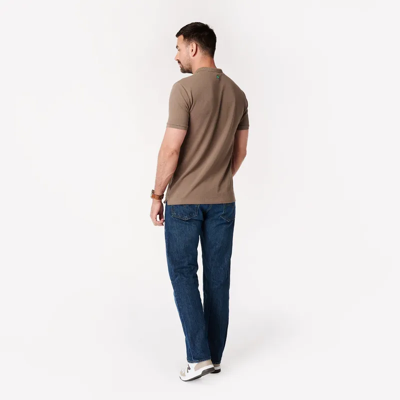 SKOT SKOT Herren vegan Polohemd Walnussbraun, Weiß, – Produktbild 1 von 2