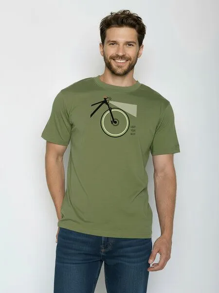 GreenBomb GREENBOMB Bike Light Fusion - Lässiges Oversize-T-Shirt aus Bio-Baumwolle / hochwertiger Print / GOTS / Fair & Vegan, Grün (dark seed), – Produktbild 1 von 4