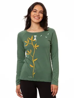 FellHerz FellHerz Damen Raglan Longsleeve Me time olive grün aus 100% Biobaumwolle – Produktbild 1 von 1
