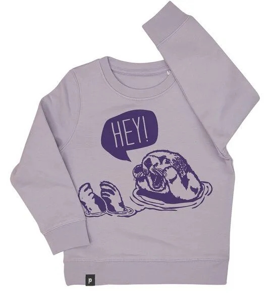 päfjes päfjes Hey Oskar Otter - Fair Wear Kinder/Kids Sweater, Lila, – Produktbild 1 von 3