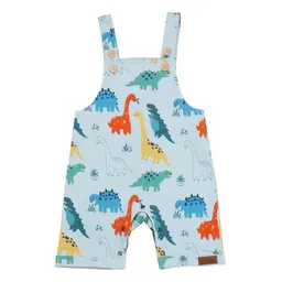 Walkiddy Latzstrampler Hellblau Dinosaurier-Allover Bio-Baumwolle GOTS – Walkiddy – Produktbild 1 von 1