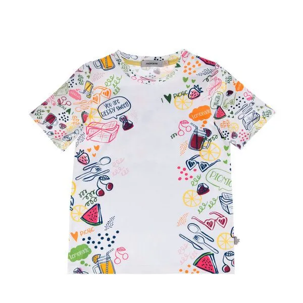 Marraine Kids Marraine Kids T-Shirt aus Biobaumwolle mit Alloverdruck, Weiß/bunt, – Produktbild 1 von 4