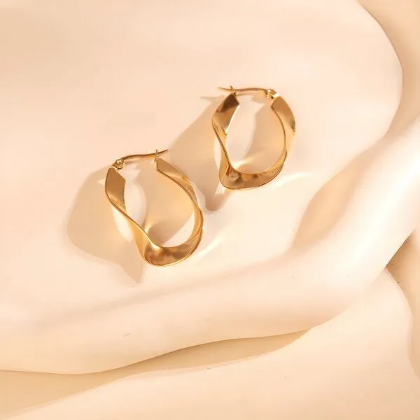 ELEKTROPULLI Längliche Twist Creolen in ca. 20mm x 40mm von Elektropulli, Gold, – Produktbild 1 von 1